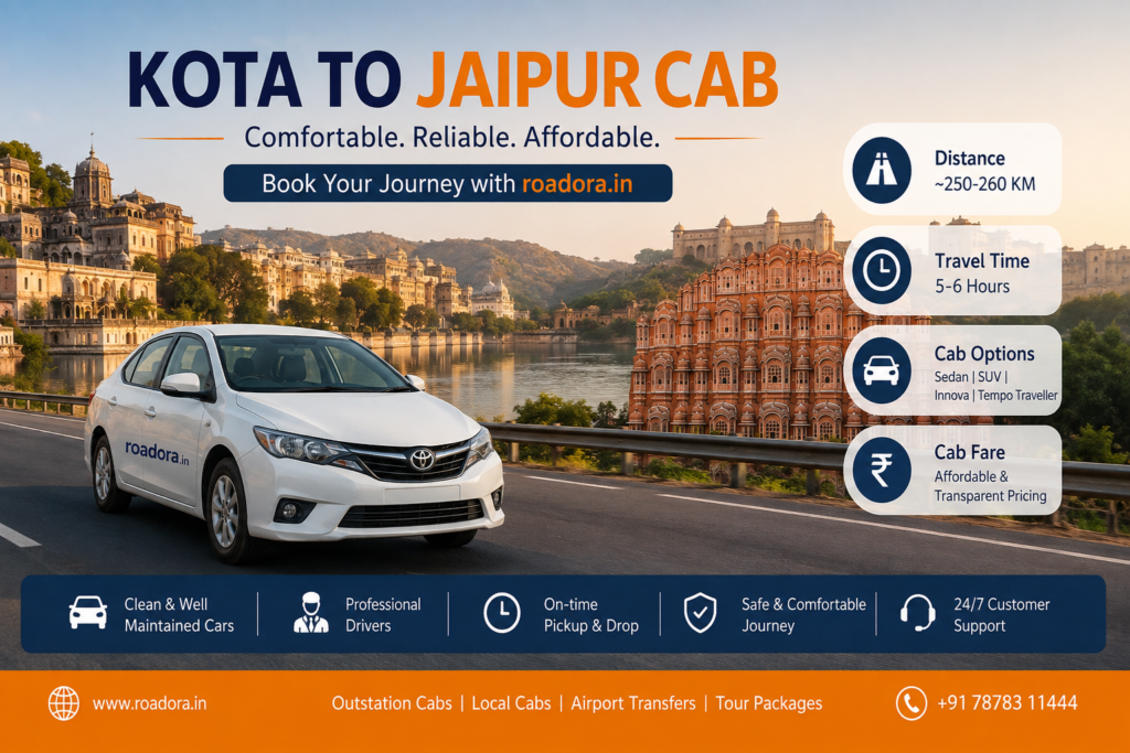 Kota to Jaipur cab service by Roadora
